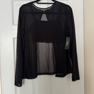 Lulu's Elegant Black Sheer Blouse